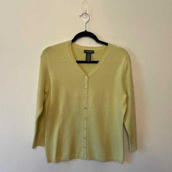 Banana Republic M yellow cardigan button up coquette classic pastel long sleeve - Picture 1 of 7